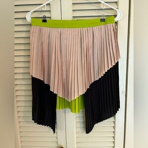 CAMEO Accordian Pleated Color Block Asymmetrical Hem Skirt Sz 6